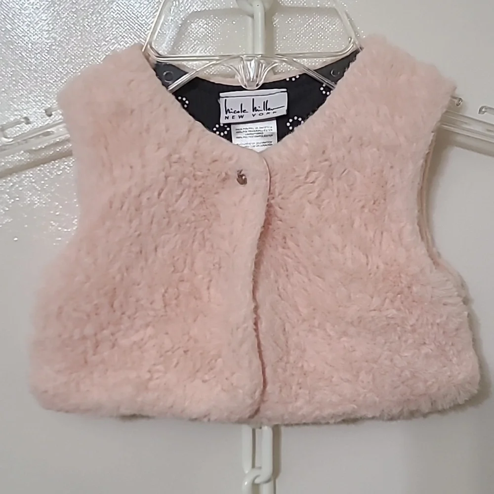 NICOLE MILLER Kids Pink Faux Fur Lined Vest - Size 3/6M‎